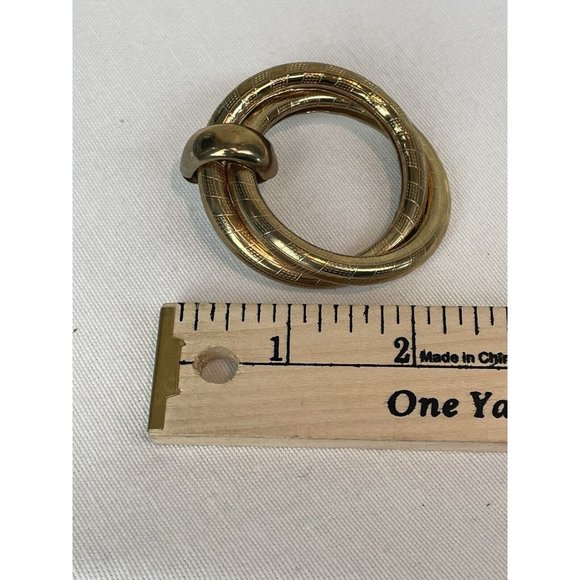 Vintage Extra-Large Hoop Earrings Gold Tone Pierced Statement Etched Brass - Picture 8 of 9